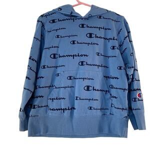 CHAMPION Boy’s Light Blue/Navy Hooded Jersey / Size: 5